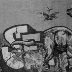 Black and white graffiti of dinosaurs on a wall / Mustvalge dinosauruste graffiti seinal